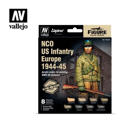 Vallejo Model Color - NCO US Infantry Europe 1944-45 Paint Set + Alpine figura