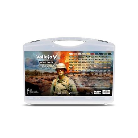 Vallejo Military Case. Includes: 76 colors + 4 auxiliaries selected for camouflage schemes & military unifor