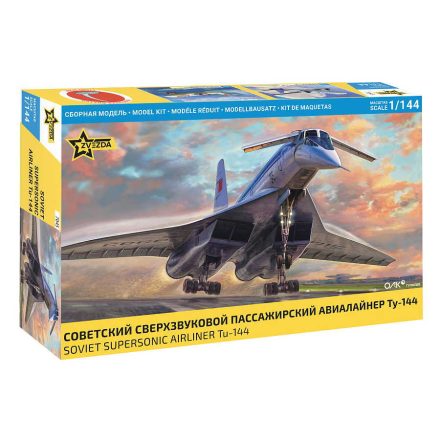 Zvezda Tu-144 Tupolev Supersonic Civil Airliner 1:144 (7045) makett repülő