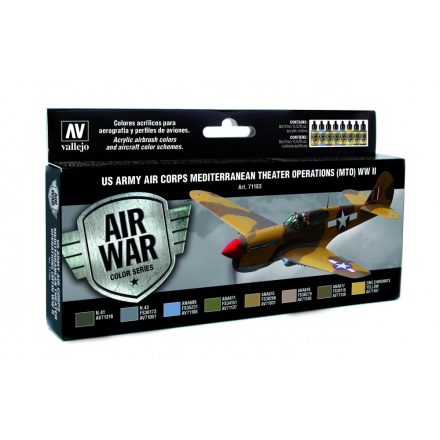 Vallejo 71183 Model Air - US Army Air Corps Mediterranean Theater Op. (MTO) WWII Paint set