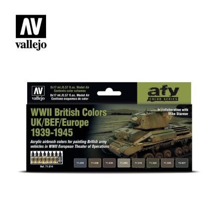 Vallejo 71614 Model Air - WWII British Colors UK/BEF/Europe 1939-1945 Paint set