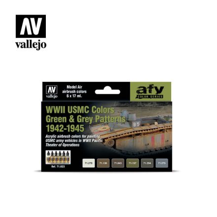 Vallejo Model Air - WWII USMC Colors Green & Grey Patterns 1942-1945 Paint Set