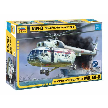 Zvezda MIL Mi-8 rescue helicopter 1:72 makett helikopter (7254)