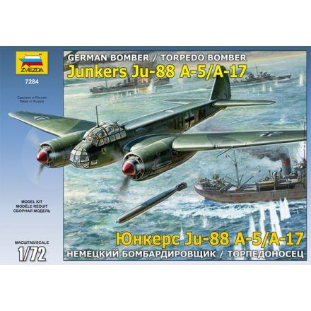 Zvezda Junkers Ju-88 A-17/A-5 1:72 makett repülő (7284)