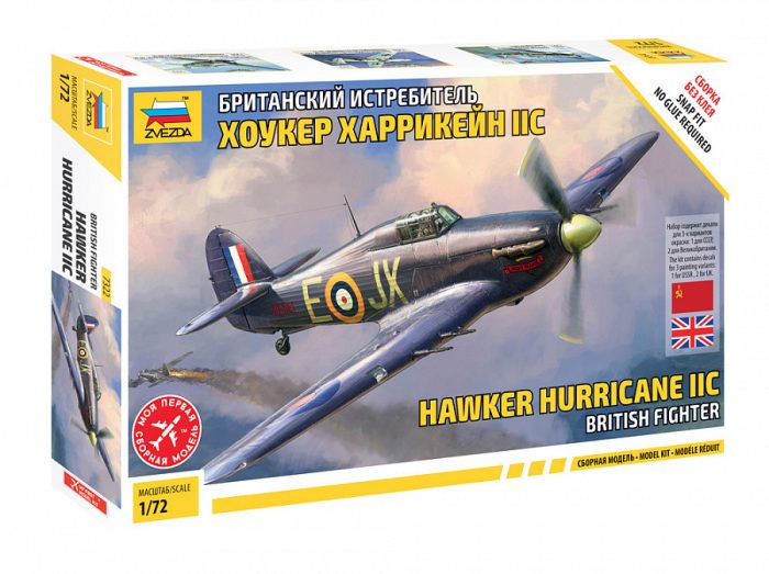 Zvezda Zvezda Hawker Hurricane Mk II C 1:72 makett repülő (7322)