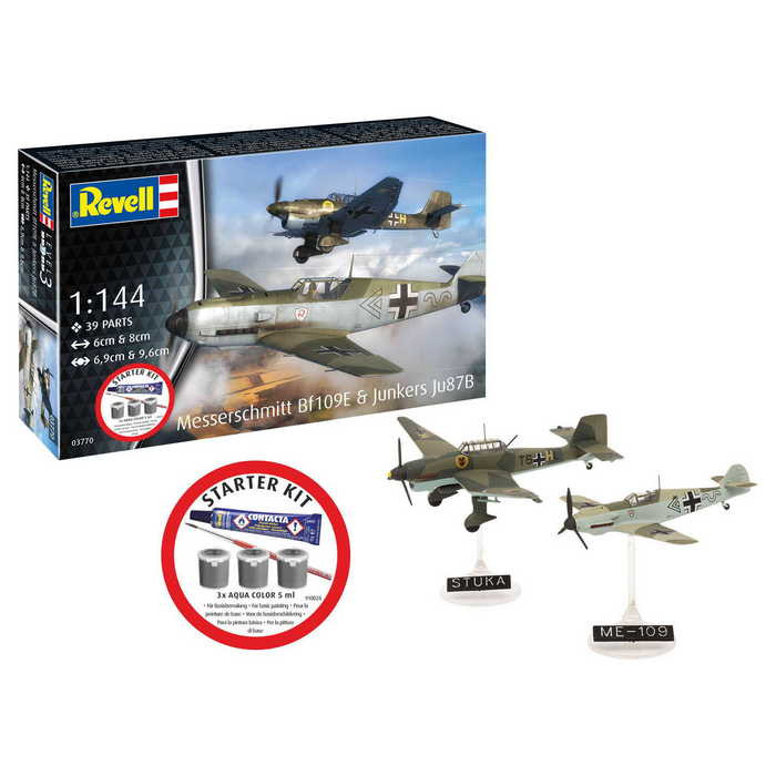 Revell Revell Starter Kit Messerschmitt Bf109E & Ju87B Stuka 1:144 (73770) makett repülő