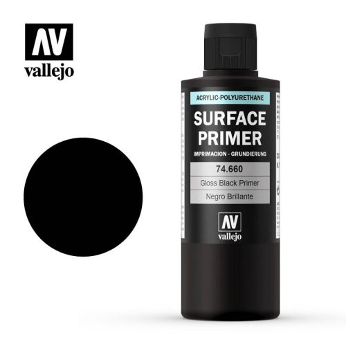 Vallejo Surface Primer Gloss Black akril alapozó festék fényes fekete 74660
