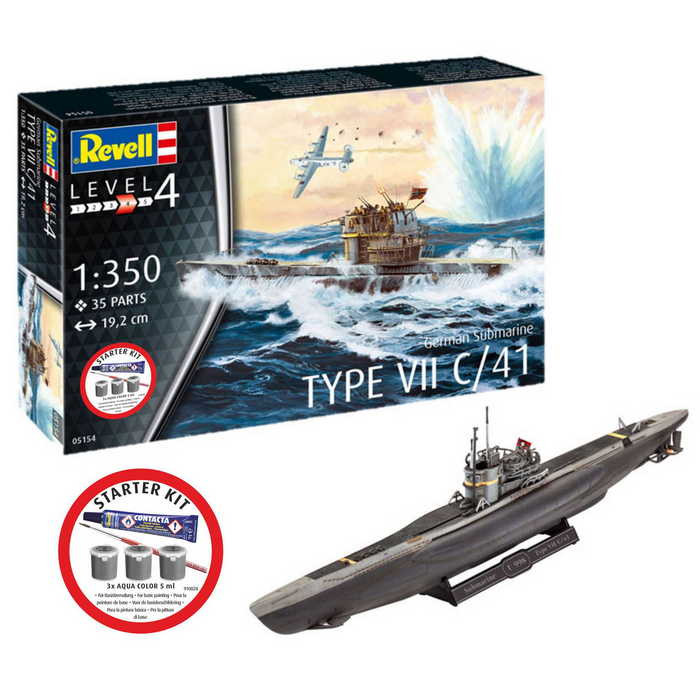 Revell Revell Starter Kit German Submarine Type VII C/41 (75154) 1:350 makett tengeralattjáró