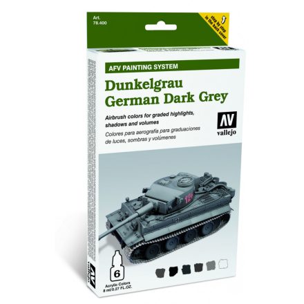Vallejo 78400 Model Air - AFV German Dark Grey Armour Painting System Paint set