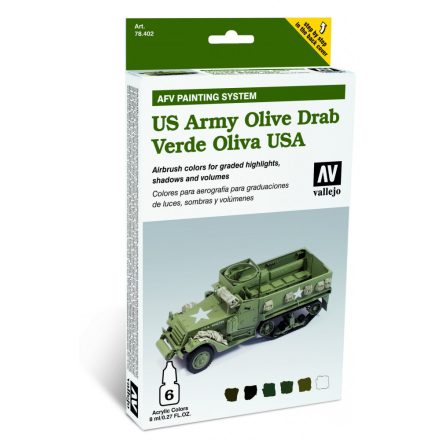 Vallejo 78402 Model Air - AFV US Army Olive Drab Armour Painting System Paint set