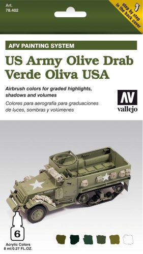 Vallejo US Olive Drab AFV paint set amerikai olívzöldhöz festékes szett 78402