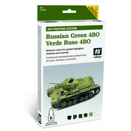 Vallejo 78403 Model Air - AFV Russian Green 4BO Armour Painting System Paint set