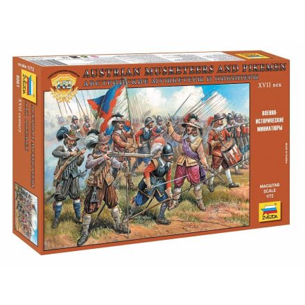 Zvezda Austrian Musketeers and Pikemen XVII. Century makett figura 1:72 (8061)