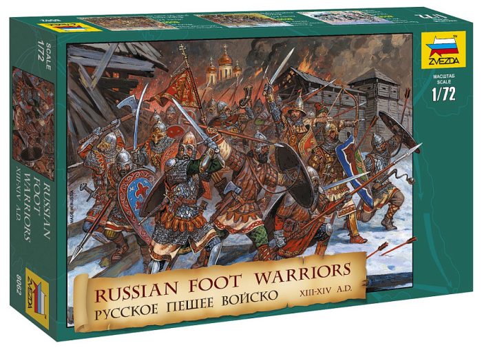 Zvezda Russian Foot Warriors 13-14 century 1:72 makett figura (8062)