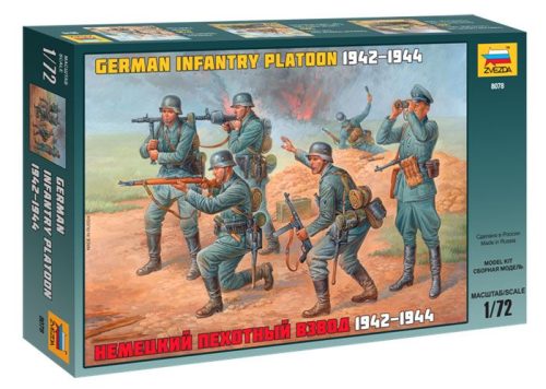 Zvezda German Infantry Platoon 1942-1943 figura makett 8078