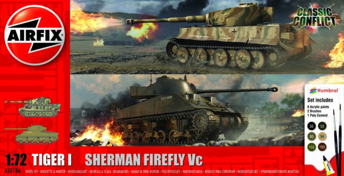Airfix Airfix Tiger 1 vs Sherman Firefly 1:72 makett készlet festékkel, ragasztóval (A50186)