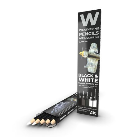 AK Interactive Weathering pencils - Watercolor Pencil Set Black And White