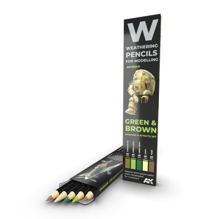 AK Interactive Weathering pencils - Watercolor Pencil Set Green And Brown Camouflages
