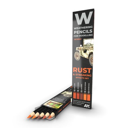 AK Interactive Weathering Pencils - Watercolor Pencil Set Rust And Streaking