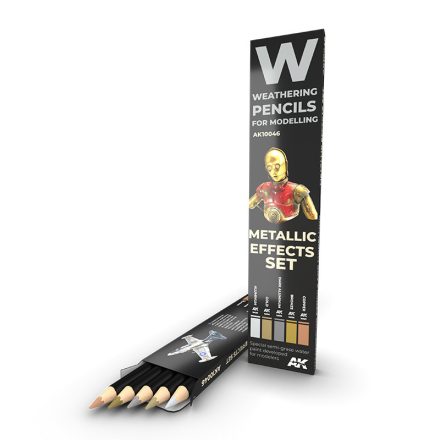 AK Interactive Weathering Pencils - Watercolor Pencil Set Metallics