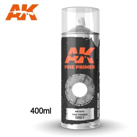 AK Interactive Primer - Fine Primer Grey - Spray 400ml (Includes 2 nozzles)