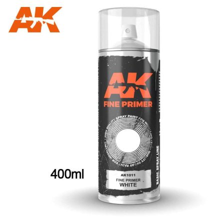 AK Interactive Primer - Fine Primer White - Spray 400ml (Includes 2 nozzles)