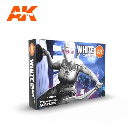 AK Interactive Paints set - WHITE COLORS SET