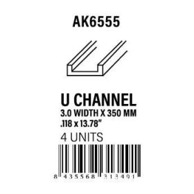 AK-Interactive U Channel 3.0 width x 350mm - STYRENE STRIP
