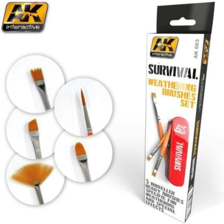 AK Interactive Brushes - SURVIVAL WEATHERING BRUSH SET