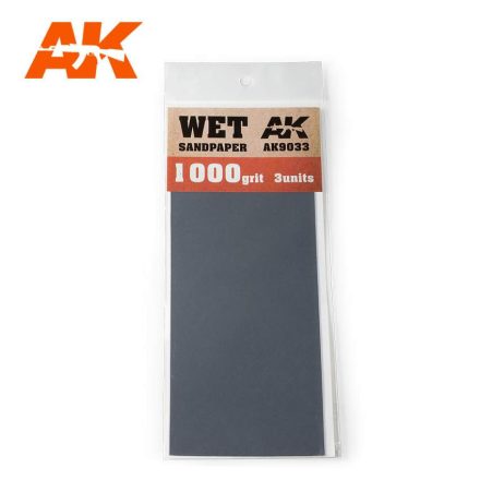 AK Interactive Sandpaper - Wet Sandpaper 1000 Grit. 3 units