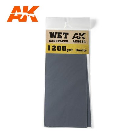 AK Interactive Sandpaper - Wet Sandpaper 1200 Grit. 3 units
