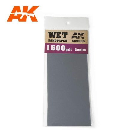 AK Interactive Sandpaper - Wet Sandpaper 1500 Grit. 3 units