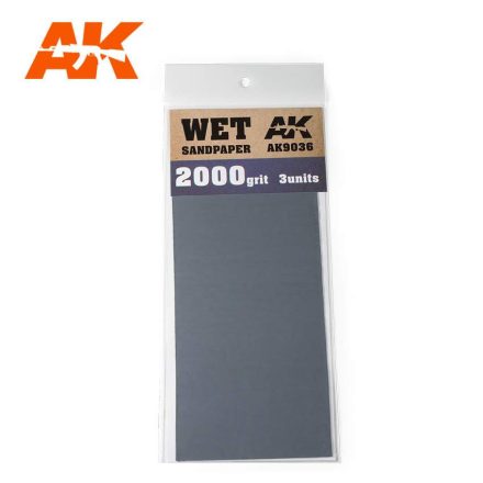 AK Interactive Sandpaper - Wet Sandpaper 2000 Grit. 3 units