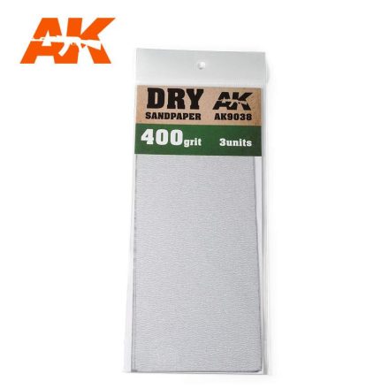 AK Interactive Sandpaper - Dry Sandpaper 400 Grit. 3 units