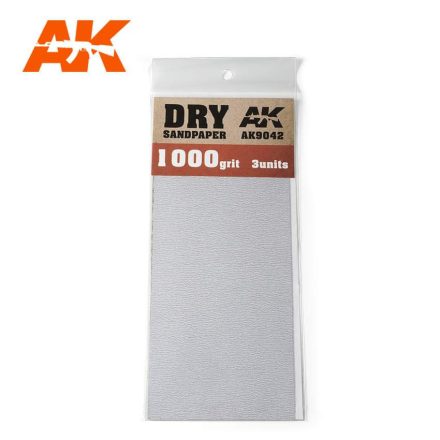AK Interactive Sandpaper - Dry Sandpaper 1000 Grit. 3 units