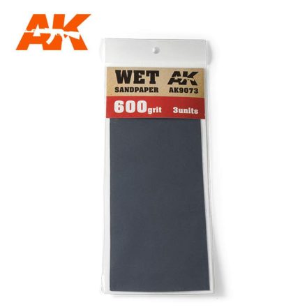 AK Interactive Sandpaper - Wet Sandpaper 600 Grit. 3 units