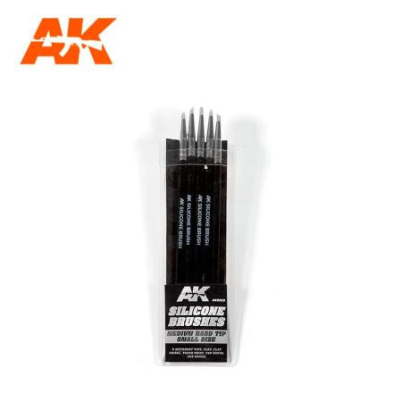 AK Interactive Tools - SET OF 5 SILICONE BRUSHES MEDIUM HARD TIP SMALL