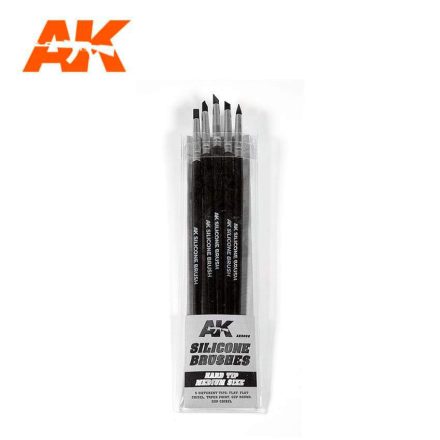 AK Interactive Tools -  SET OF 5 SILICONE BRUSHES HARD TIP MEDIUM