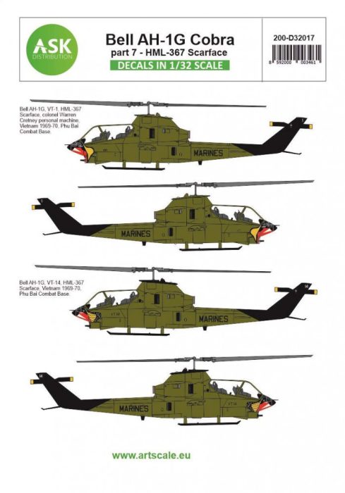 ASK decal 1:32 Bell AH-1G Cobra part 7 - HML367 Scarface
