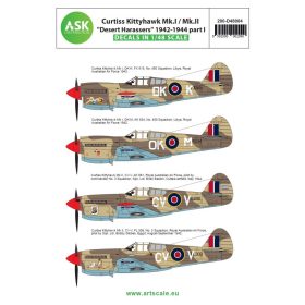   ASK decal 1:48 Curtiss Kittyhawk Mk.I / Mk.II ”Desert Harassers” 1942-1944 part I
