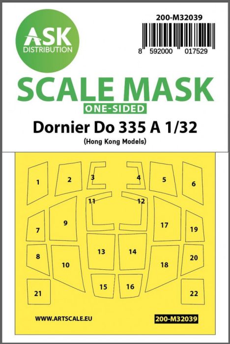 ASK mask 1:32 Dornier Do 335A one-sided mask for HK Models