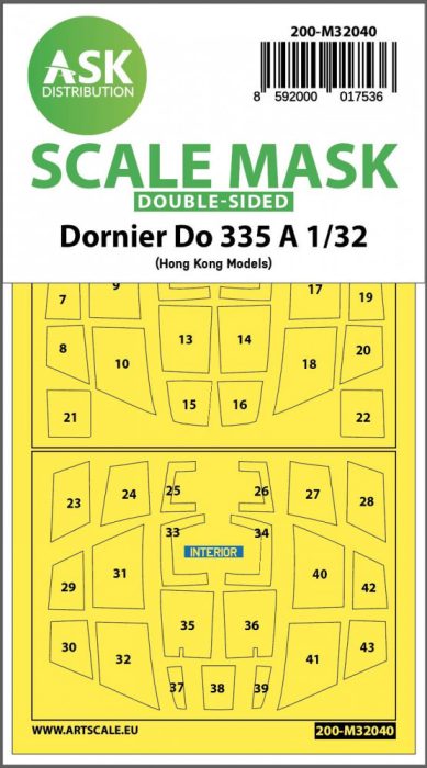 ASK mask 1:32 Dornier Do 335A double-sided mask for HK Models