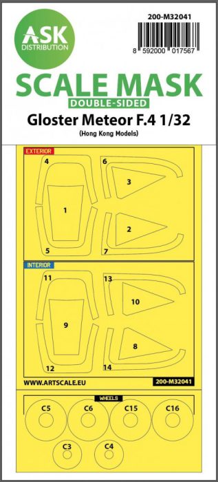 ASK mask 1:32 Gloster Meteor F.4 double-sided mask for HK Models