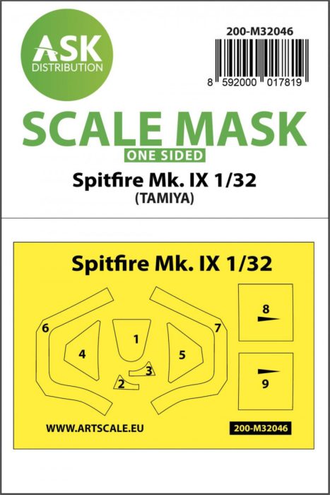 ASK mask 1:32 Spitfire Mk.IX one-sided masks for Tamiya