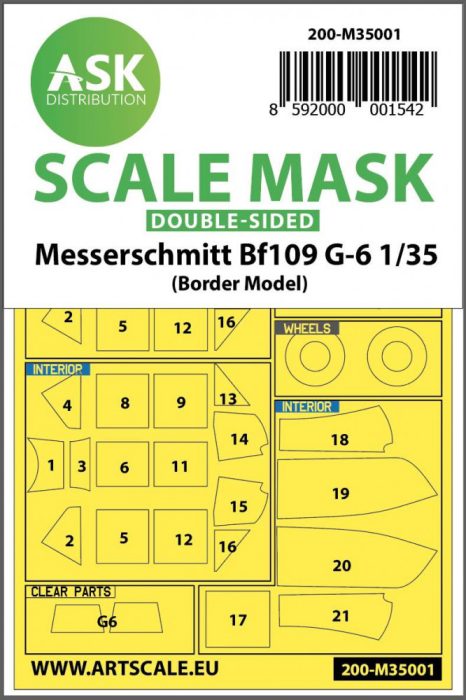 ASK mask 1:32 Messerschmitt Bf 109G-6 double-sided painting mask for Border Model