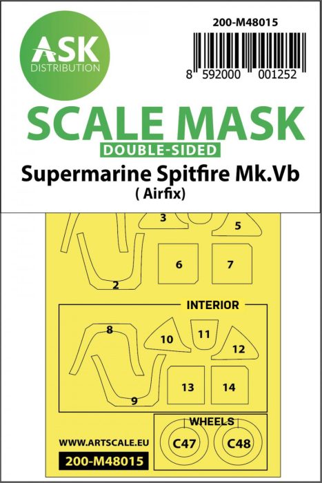 ASK mask 1:48 Spitfire Mk.Vb double-sided painting mask for Airfix