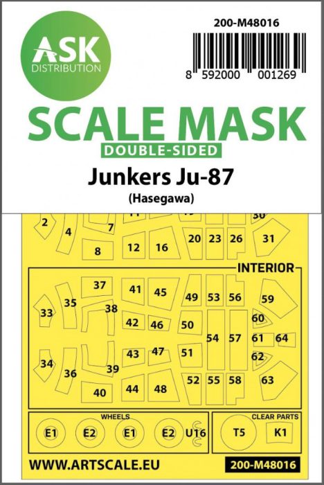 ASK mask 1:48 Junkers Ju 87D-3 double-sided painting mask for Hasegawa / Hobby2000