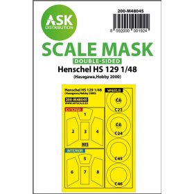   ASK mask 1:48 Henschel Hs 129 double-sided painting mask for Hasegawa