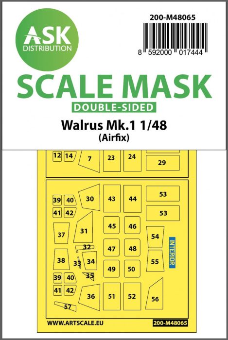 ASK mask 1:48 Walrus Mk.1 double-sided mask for Airfix