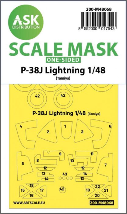ASK mask 1:48 P-38J Lightning one-sided mask for Tamiya